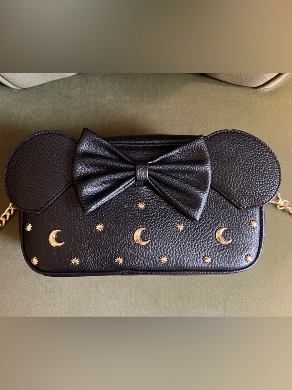 Disney Black Crossbody Bag with Gold Moon & Star Accents